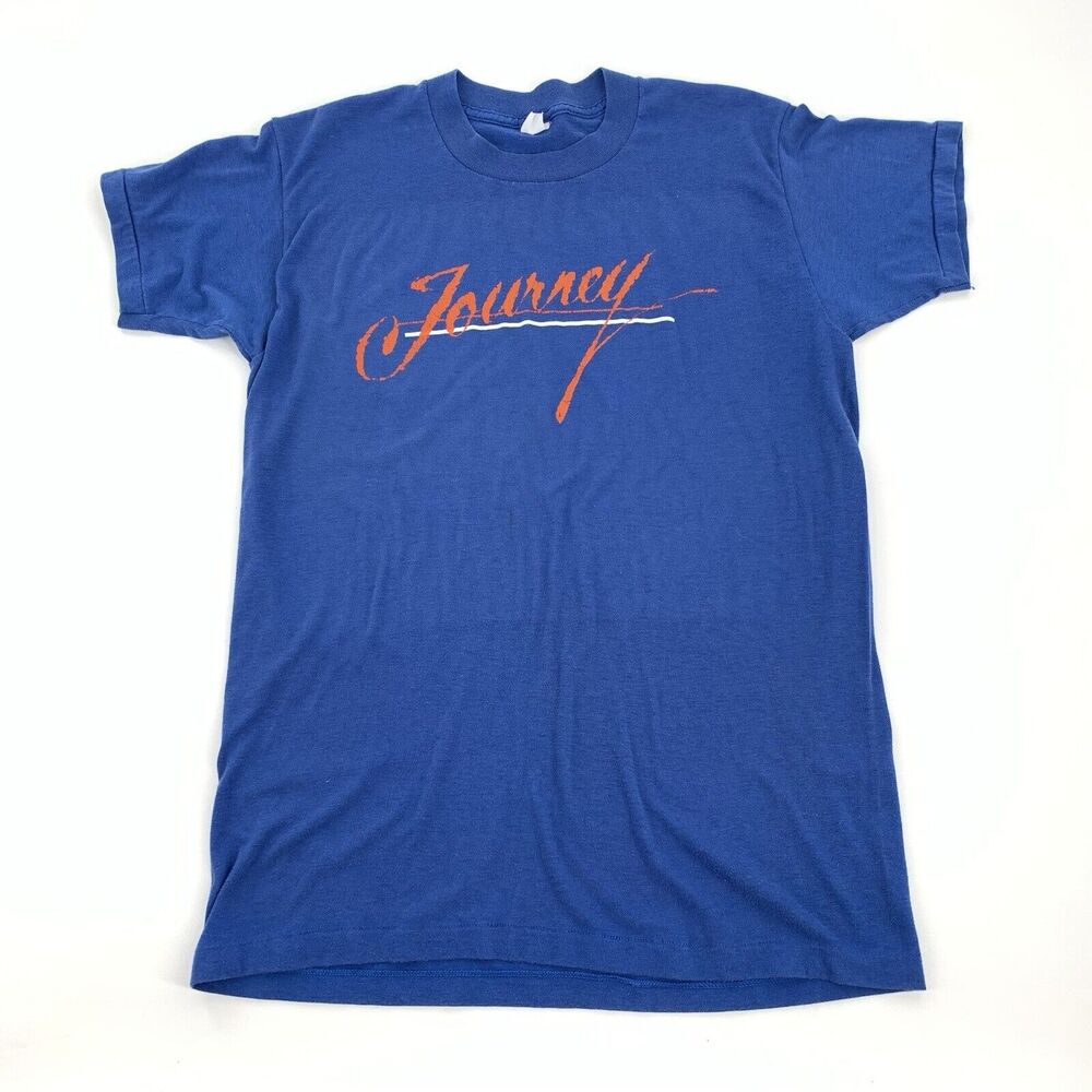 Vintage 1980s Journey Short Sleeve Single Stitch Band T-Shirt Medium Blue Red M